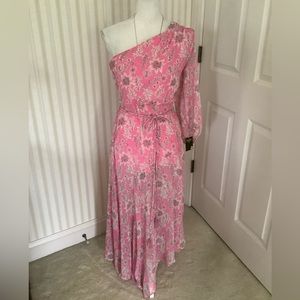Taylor Pink Floral One-Shoulder Maxi Dress